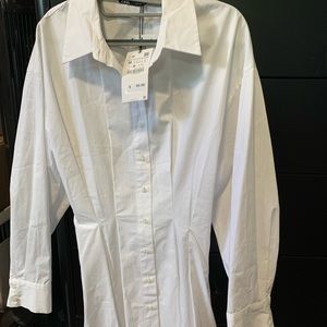 Zara white shirt dress